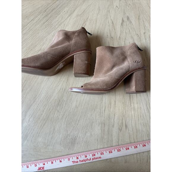 UGG Ginger Open Toe Suede Leather Ankle Boots Size 8.5 EUC Classic Boho Retro - Picture 7 of 8